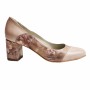 Pantofi eleganti dama, bej, model floral, din piele naturala box, toc 6 cm - NA76BEJ